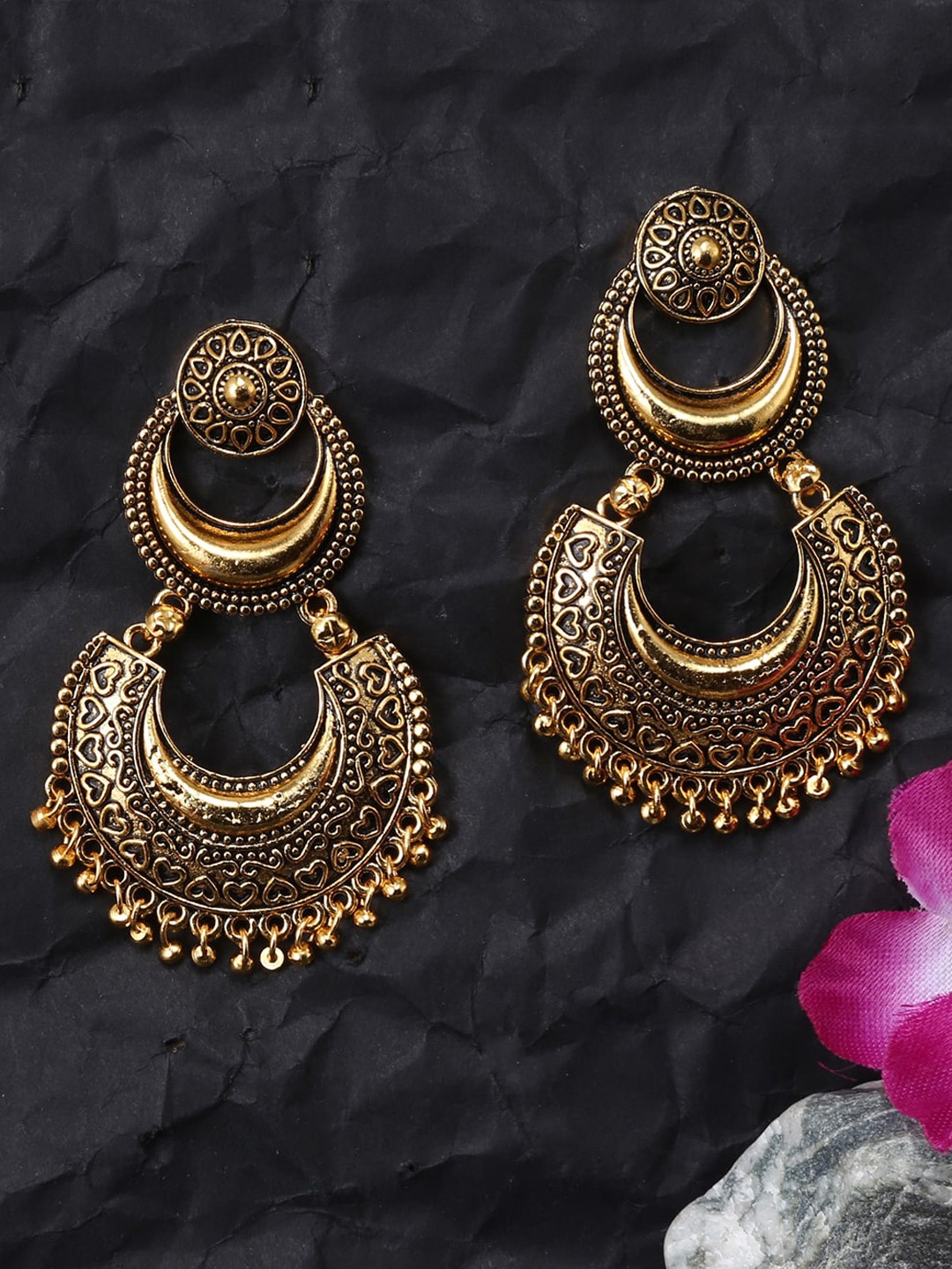 

Jewelz Gold-Plated Crescent Shaped Drop Earrings