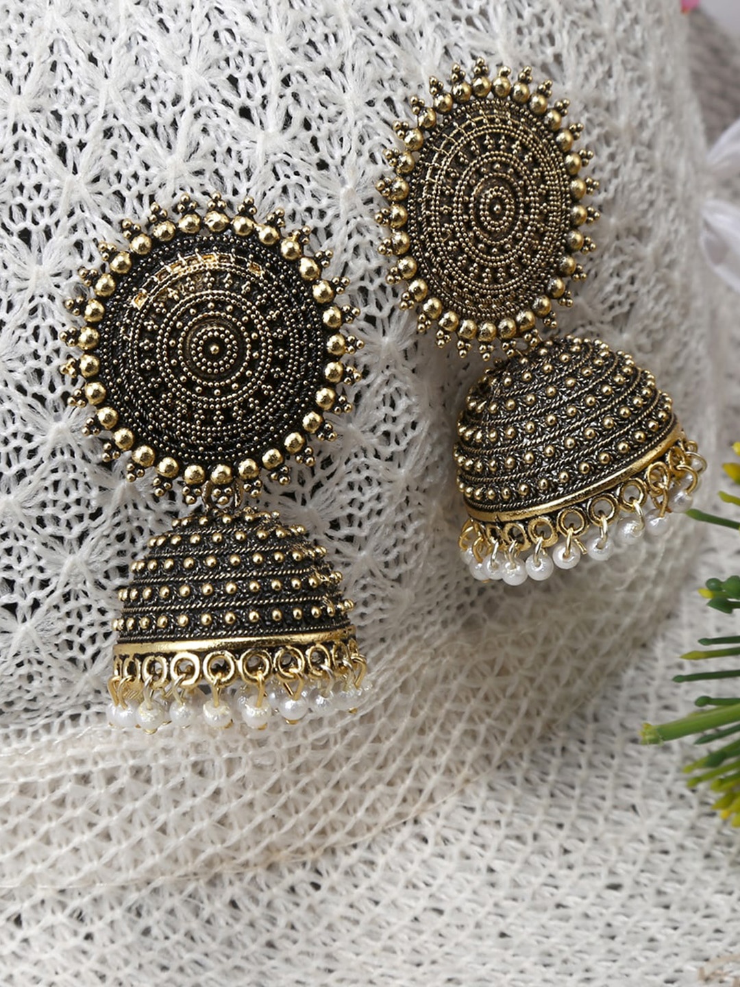 

Jewelz Gold-Toned & White Geometric Drop Earrings