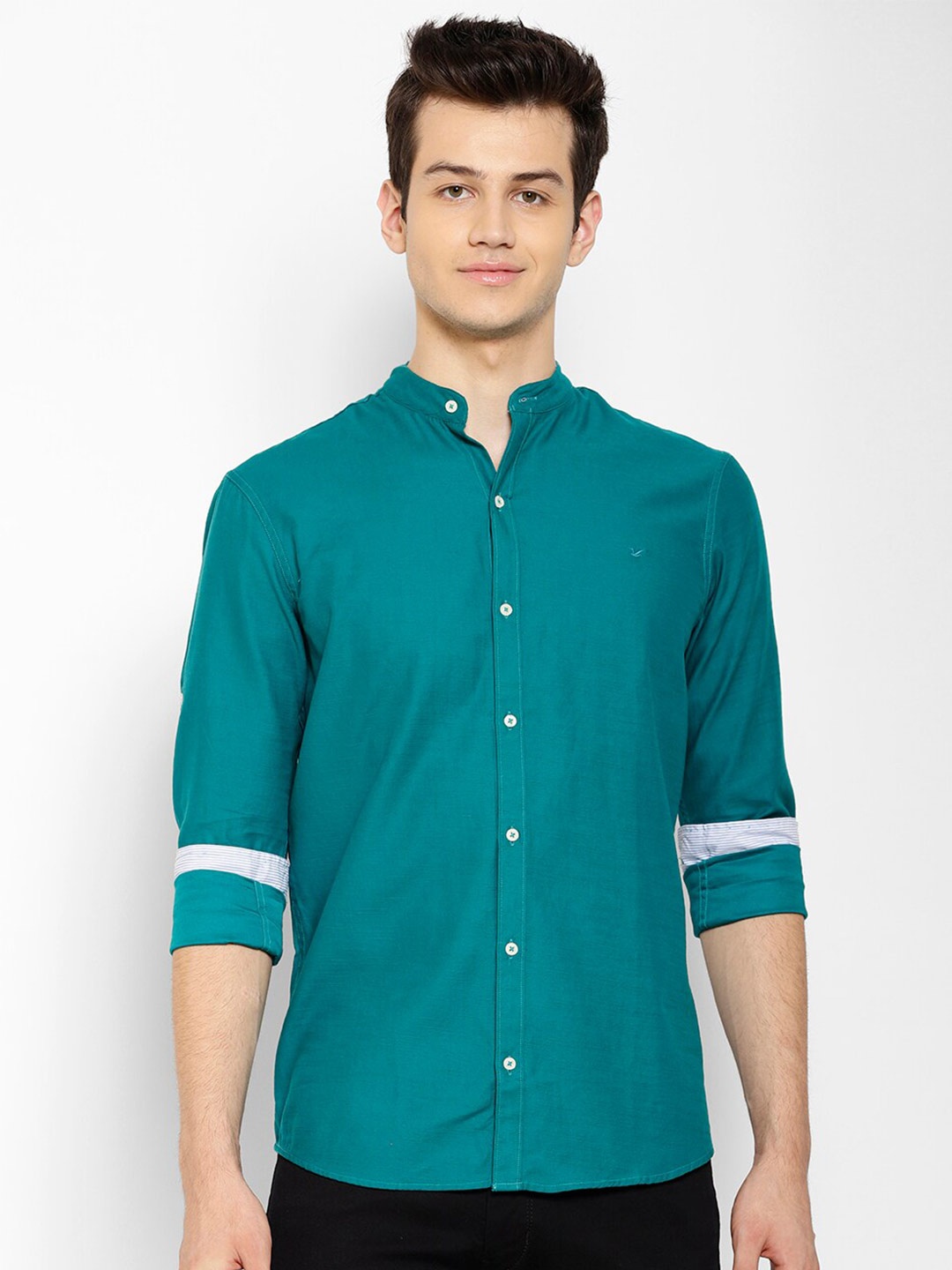 

cape canary Men Teal Green Smart Cotton Casual Shirt