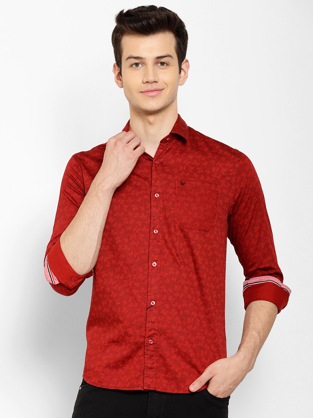 

cape canary Men Maroon Smart Floral Printed Casual Shirt