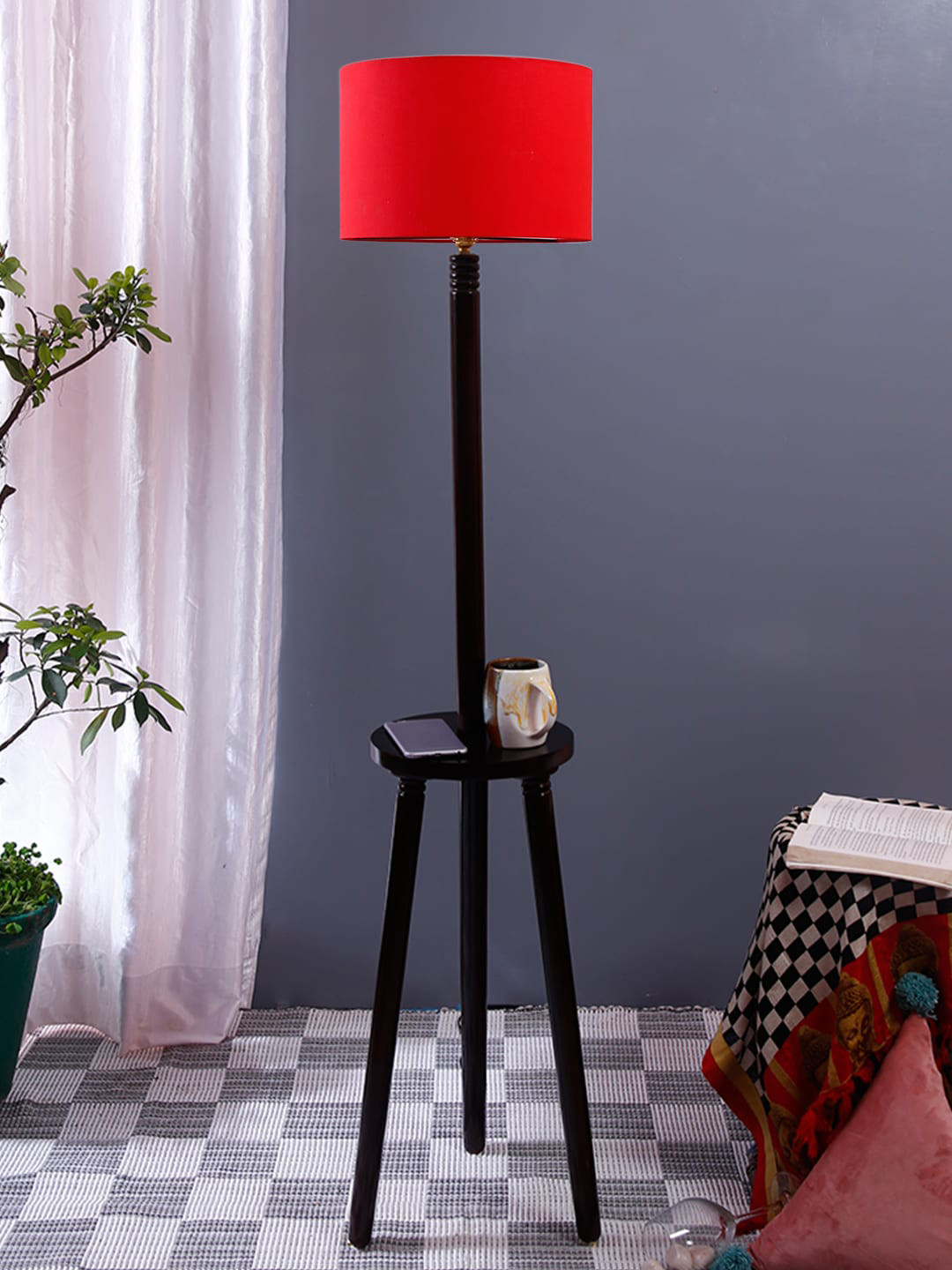 

Devansh Red Solid Floor Lamp With Cotton Shade