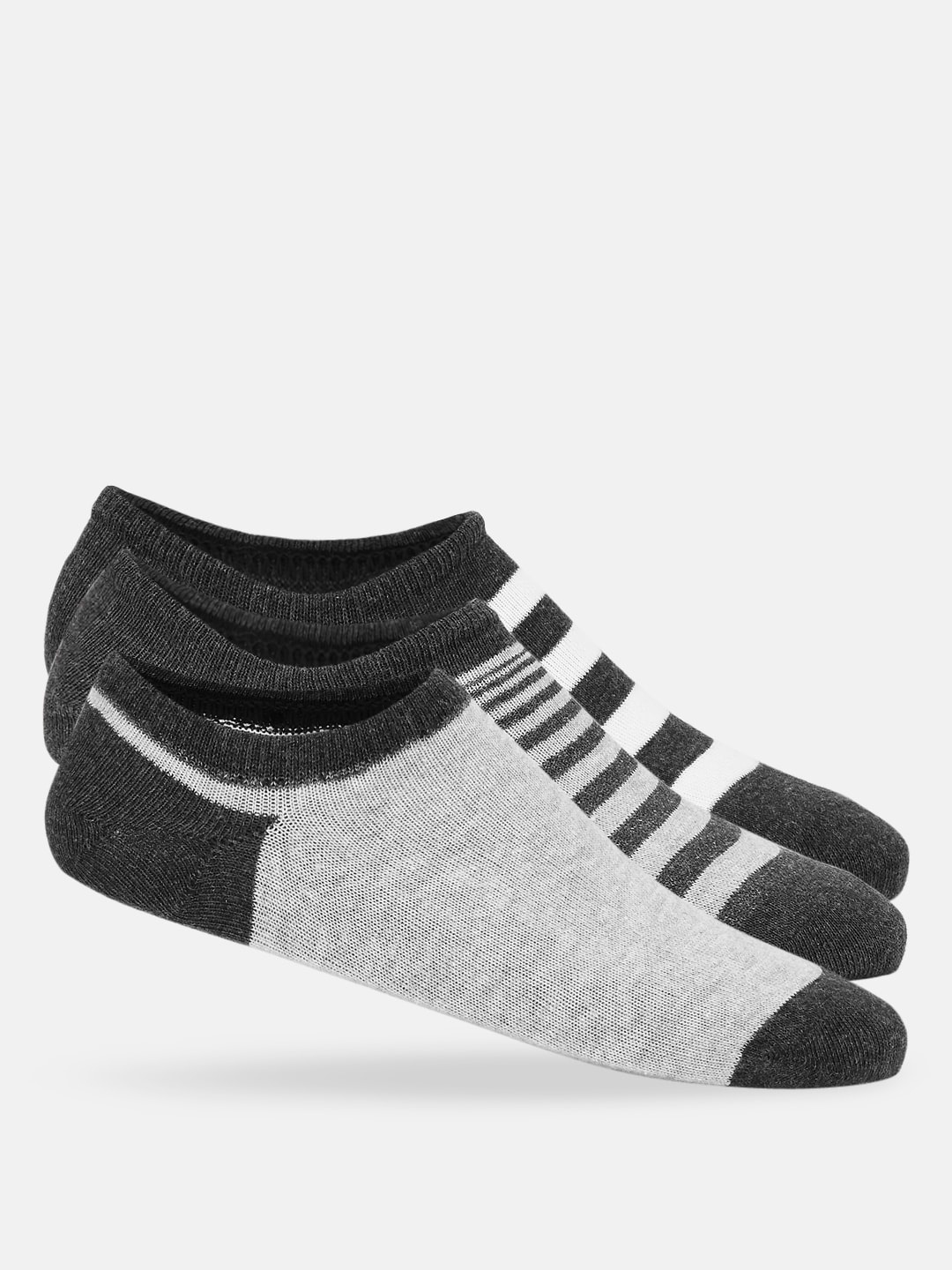

Ajile by Pantaloons Men Grey Melange Pack Of 3 Patterned Cotton Socks
