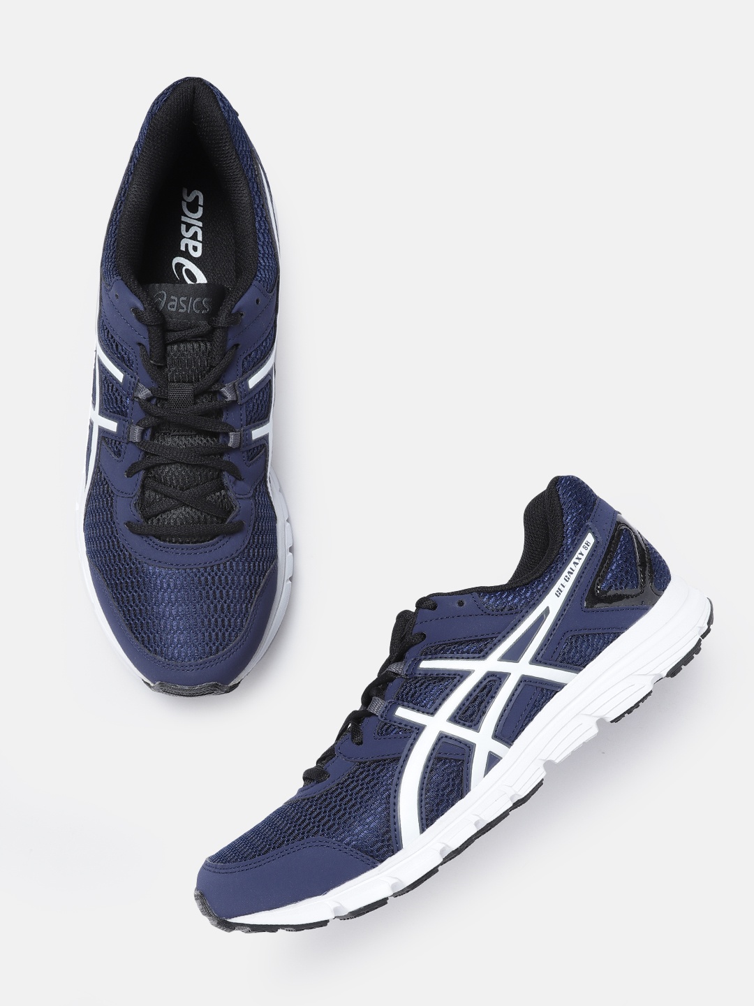 

ASICS Men Navy Blue & White Woven Design Gel-Galaxy 8B Running Shoes