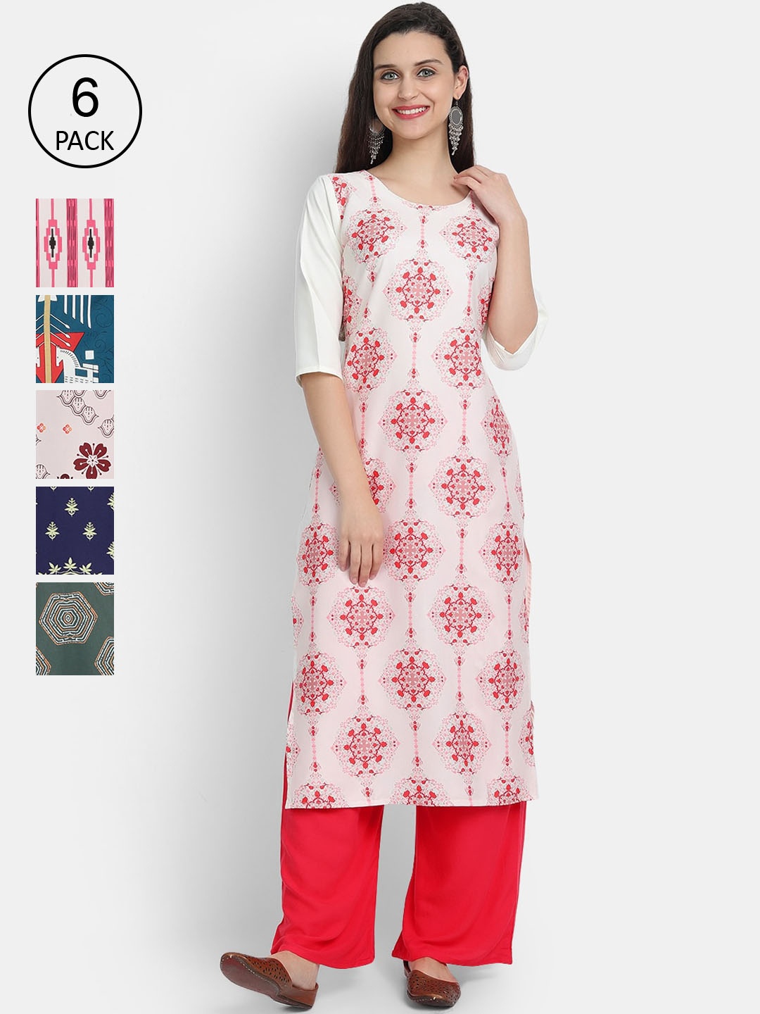 

1 Stop Fashion Women Pack Of 6 Kurtas, Pink