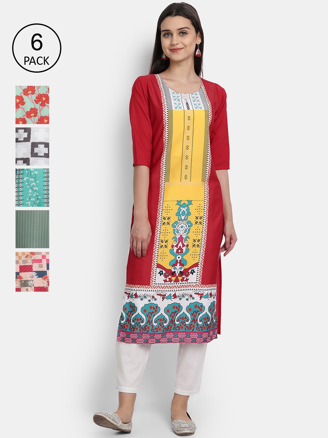 

1 Stop Fashion Women Pack Of 6 Kurtas, Pink