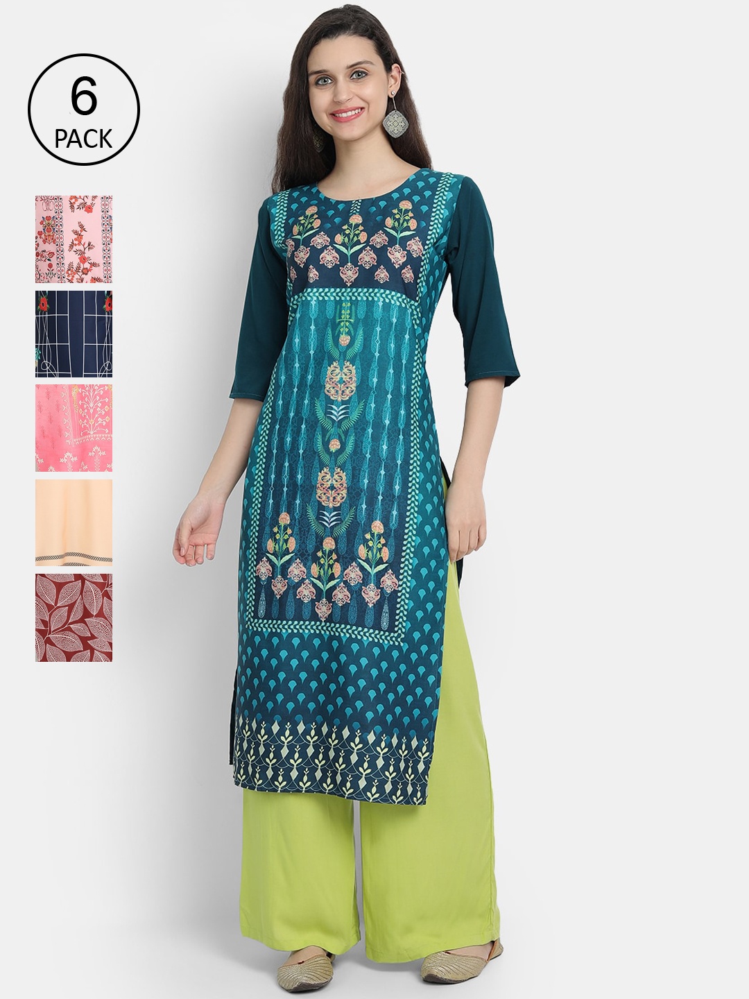

1 Stop Fashion Women Pack Of 6 Kurtas, Pink