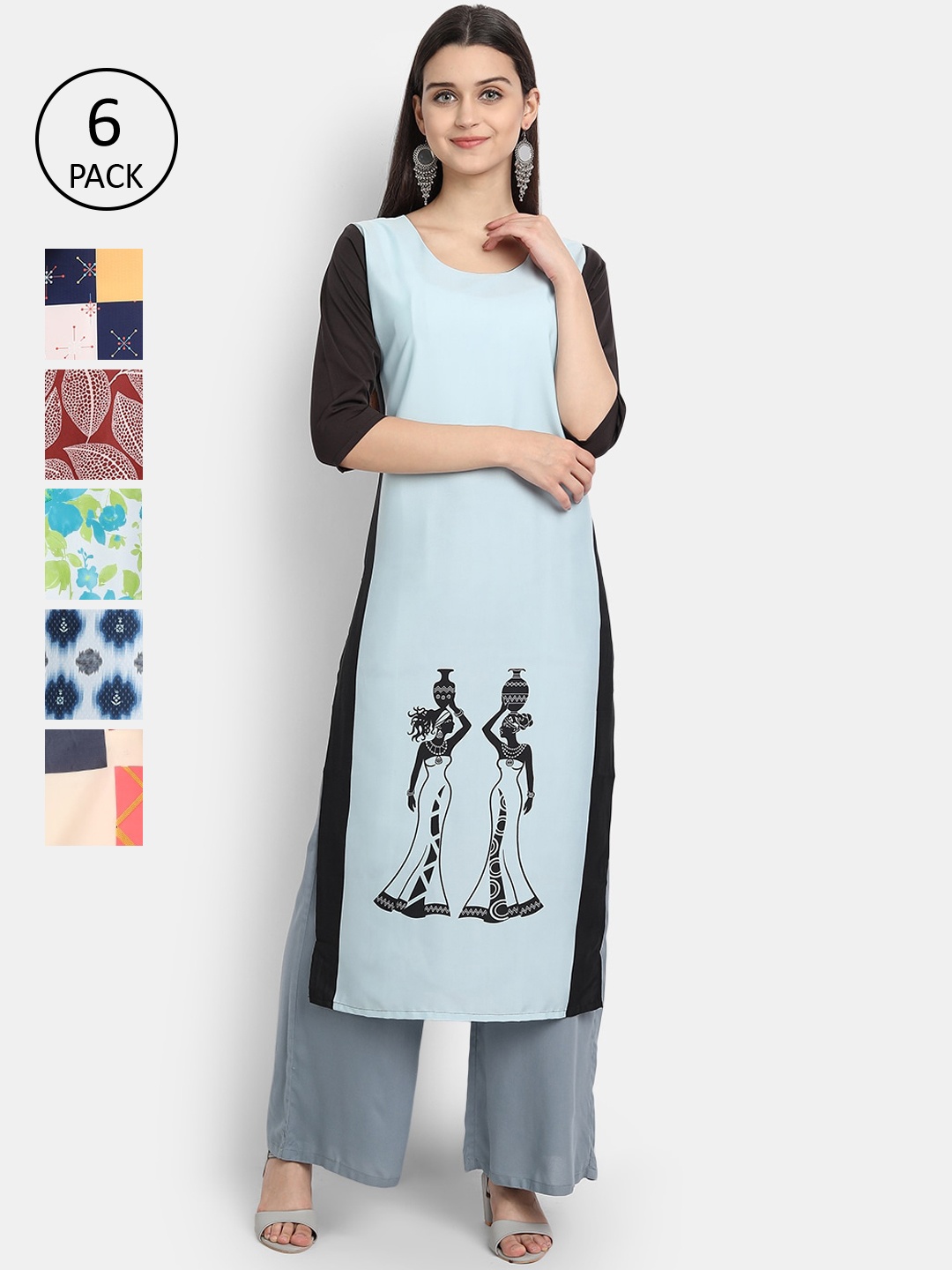 

1 Stop Fashion Women Pack Of 6 Kurtas, Blue