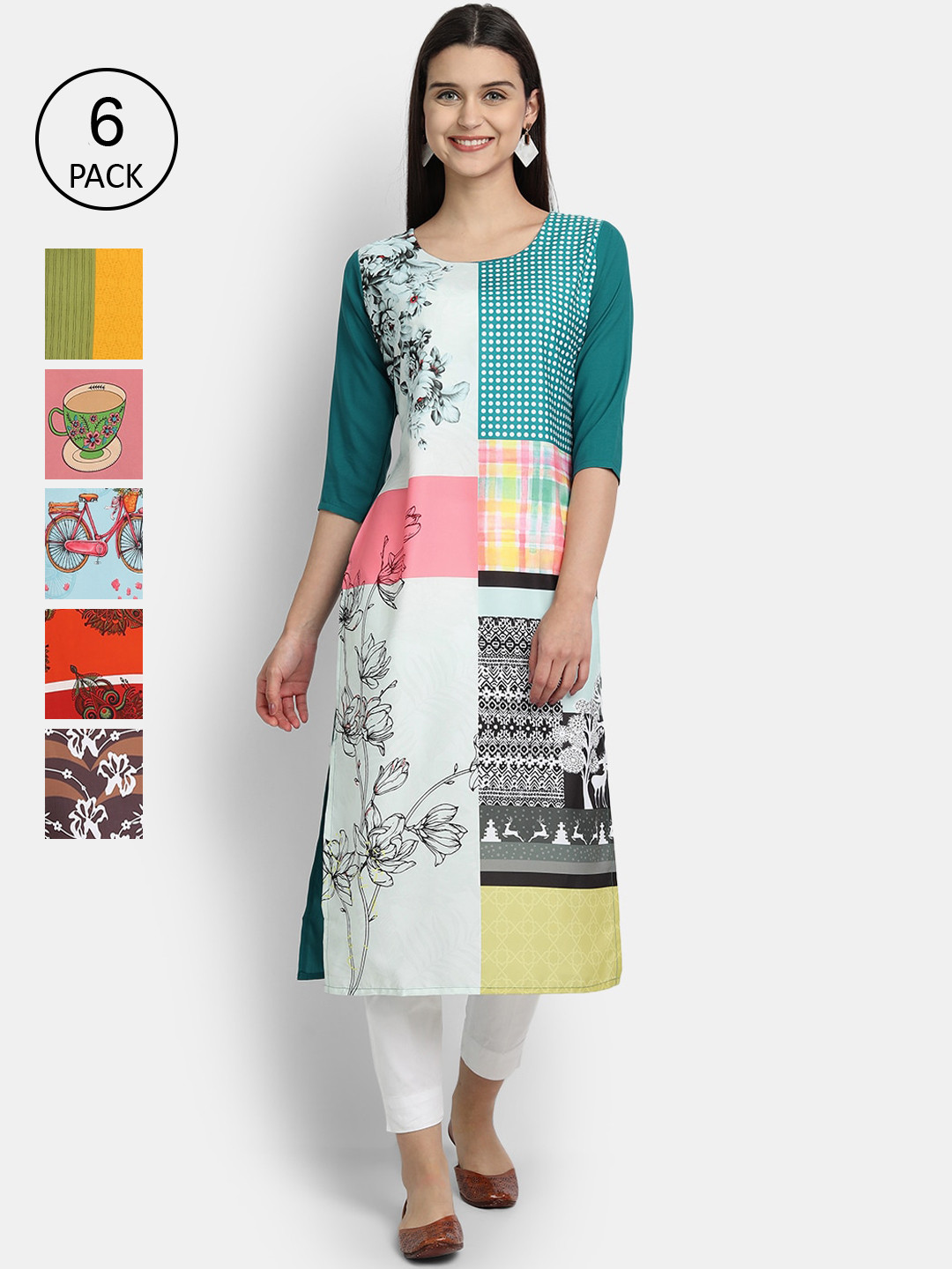 

1 Stop Fashion Women Pack Of 6 Kurtas, Pink