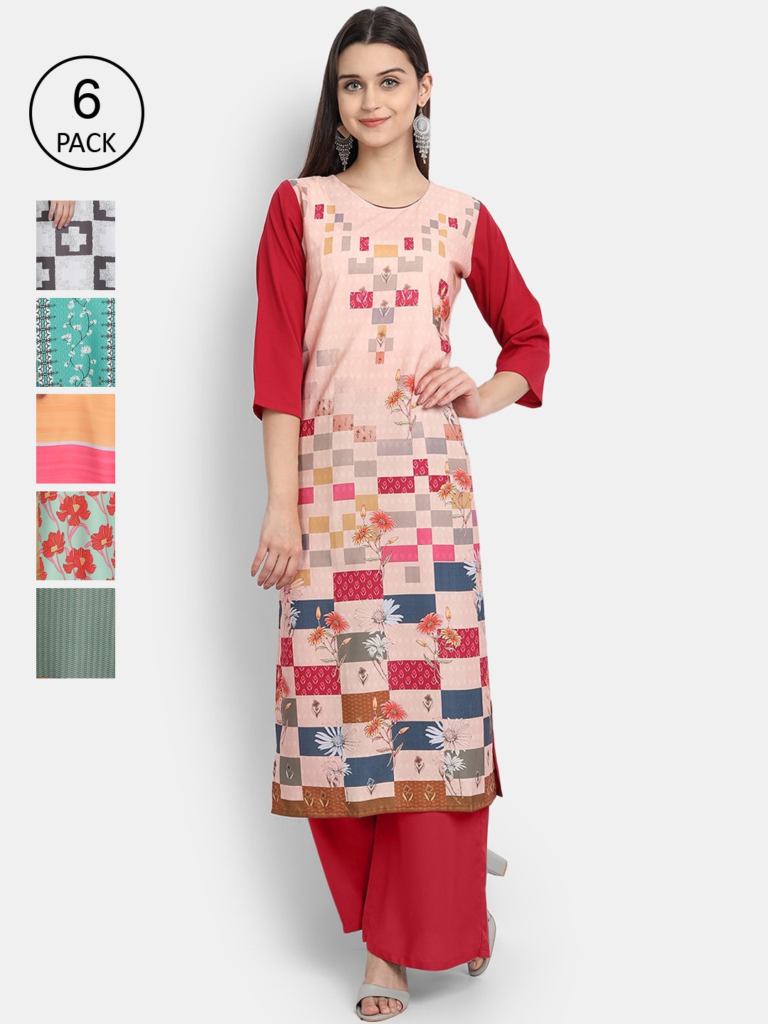 

1 Stop Fashion Women Pack Of 6 Kurtas, Multi