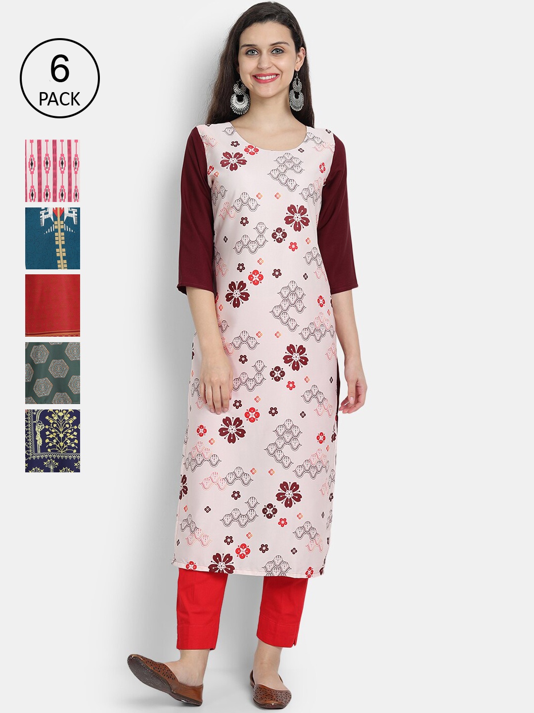 

1 Stop Fashion Women Pack Of 6 Kurtas, Blue