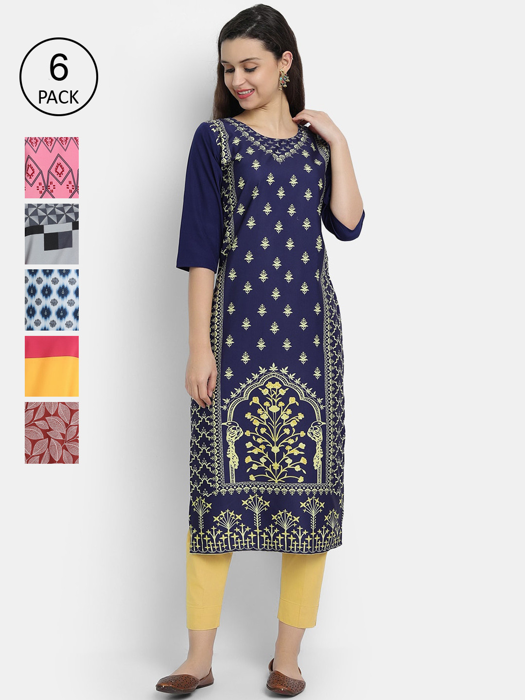

1 Stop Fashion Women Multicoloured Quirky Printed Crepe Kurta, Multi