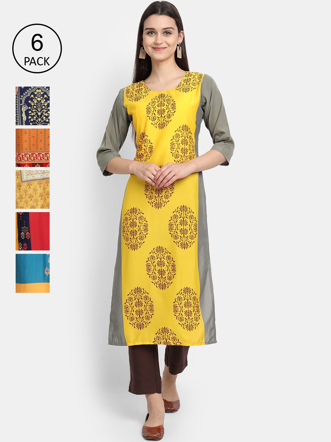 

1 Stop Fashion Women Pack Of 6 Kurtas, Multi