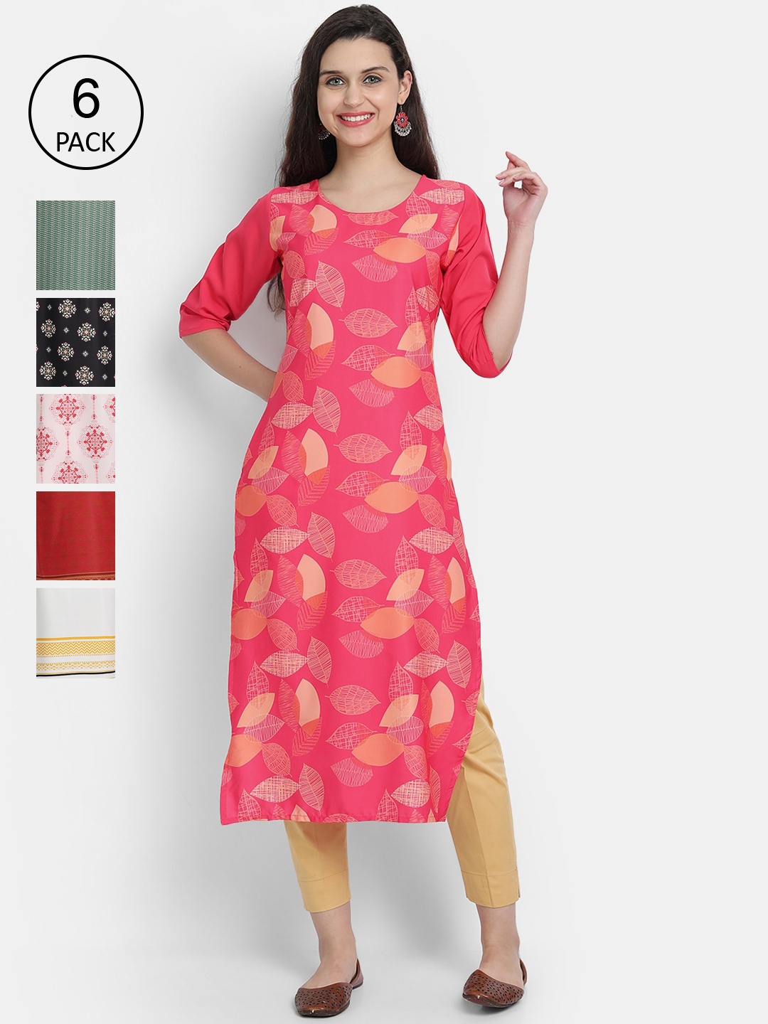 

1 Stop Fashion Women Pack Of 6 Kurtas, Multi
