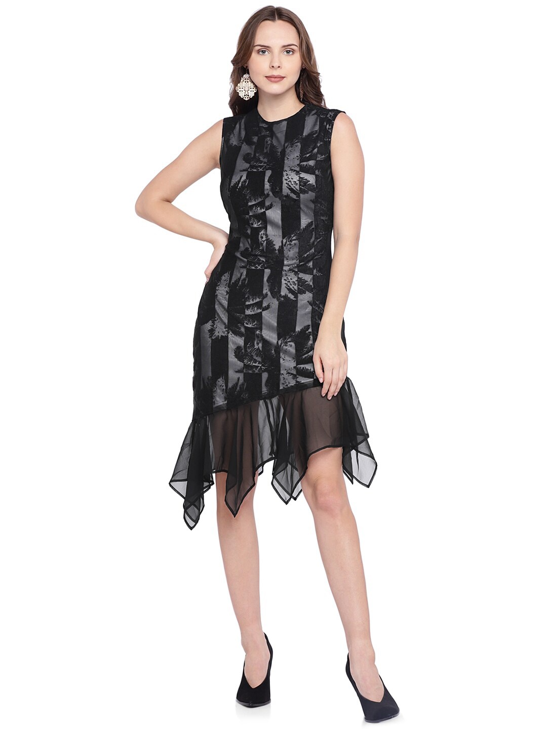 

Emmyrobe Black Printed Asymmetric A-Line Dress