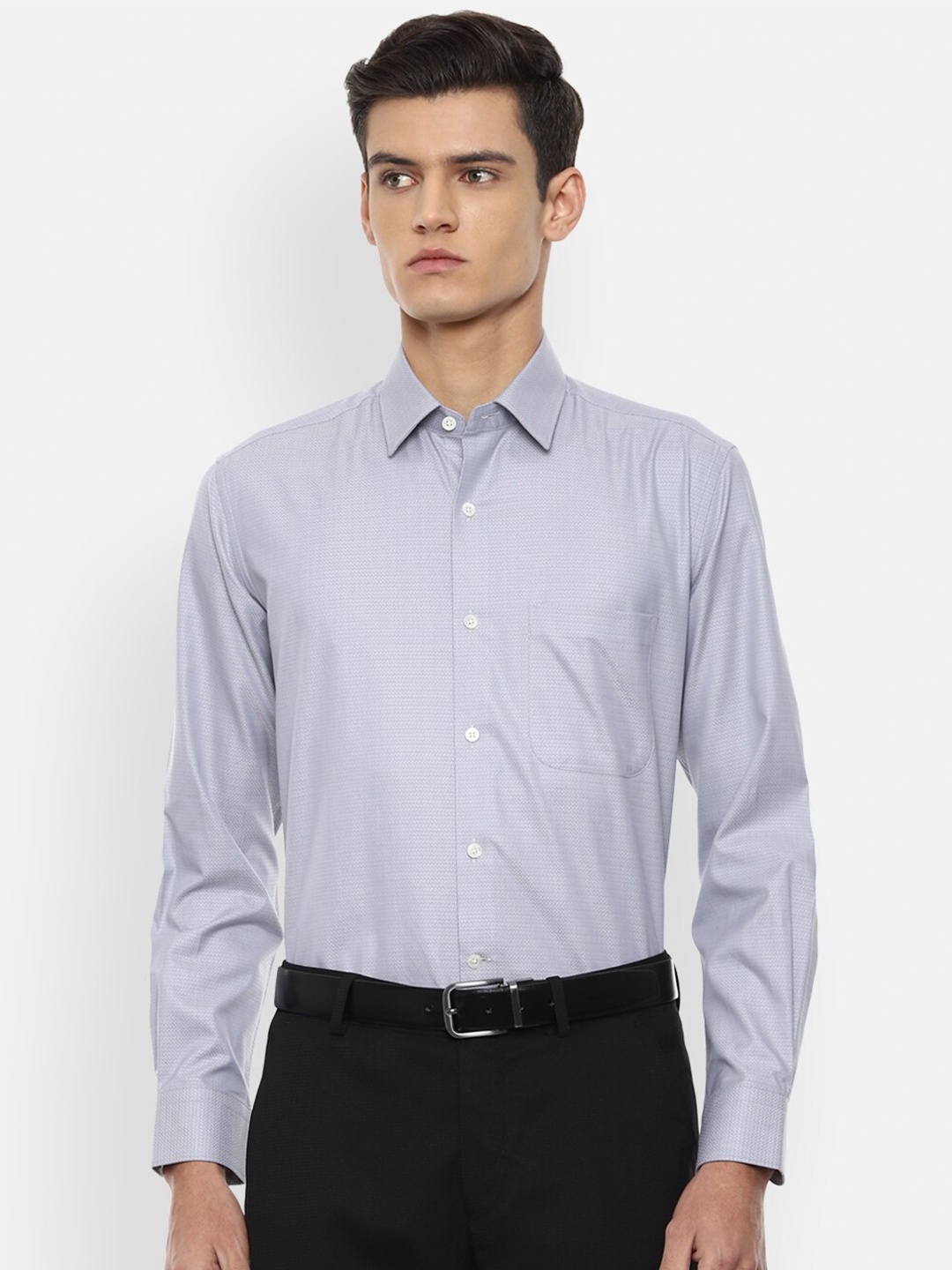 

Luxure by Louis Philippe Men Grey Woven Design Formal Shirt
