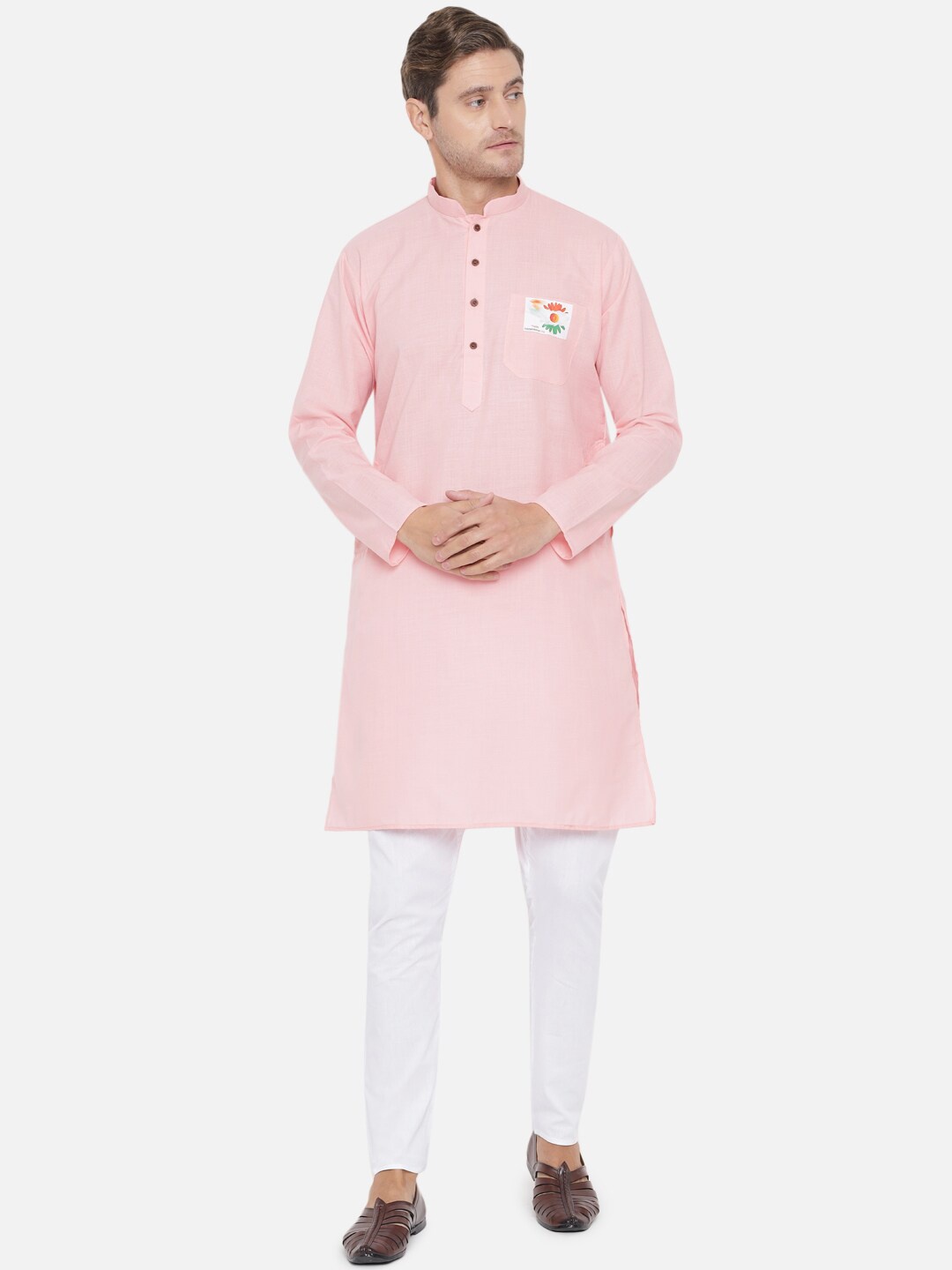 

MAXENCE Men Pink Pure Cotton Kurta with Pyjamas