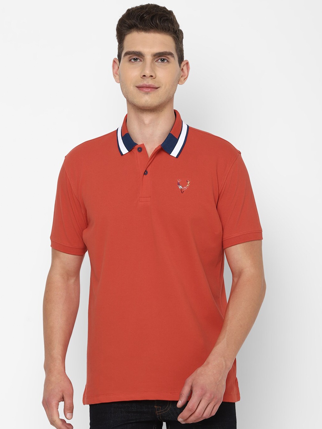 

Allen Solly Sport Men Red Solid Polo Collar Pure Cotton T-shirt