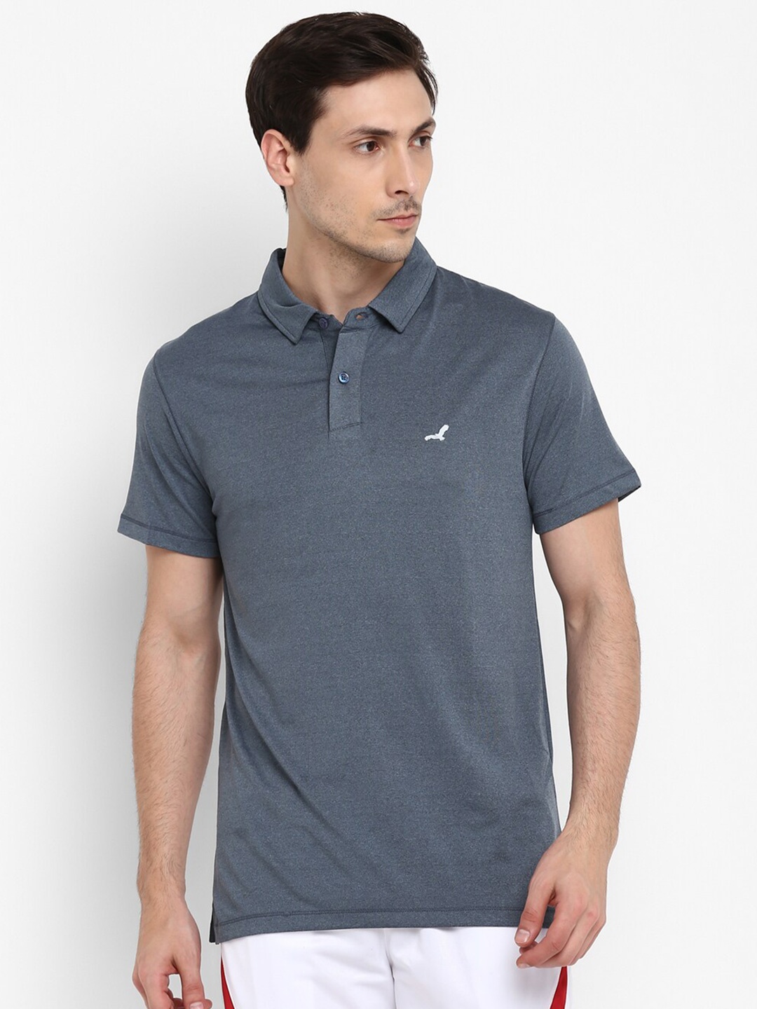 

American Crew Men Grey Polo Collar T-shirt