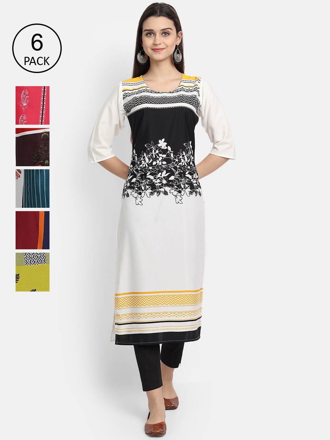 

1 Stop Fashion Women Pack Of 6 Kurtas, Multi