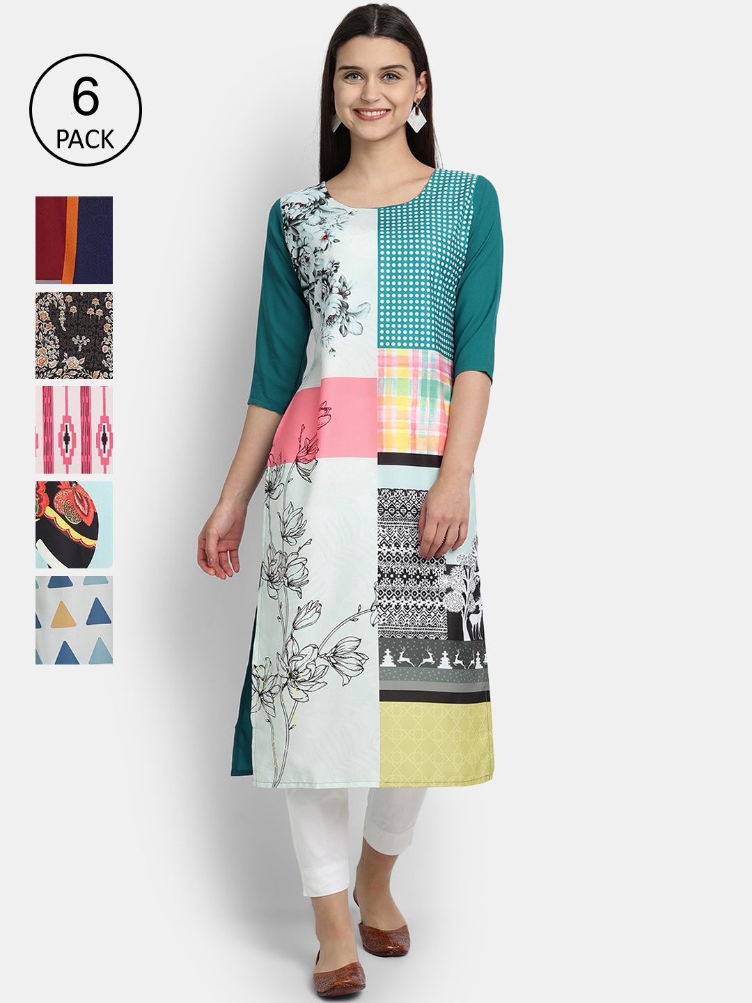 

1 Stop Fashion Women Pack Of 6 Kurtas, Pink