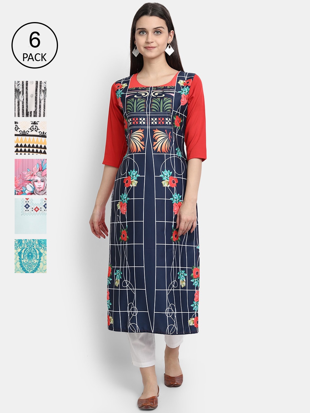 

1 Stop Fashion Women Pack Of 6 Kurtas, Multi