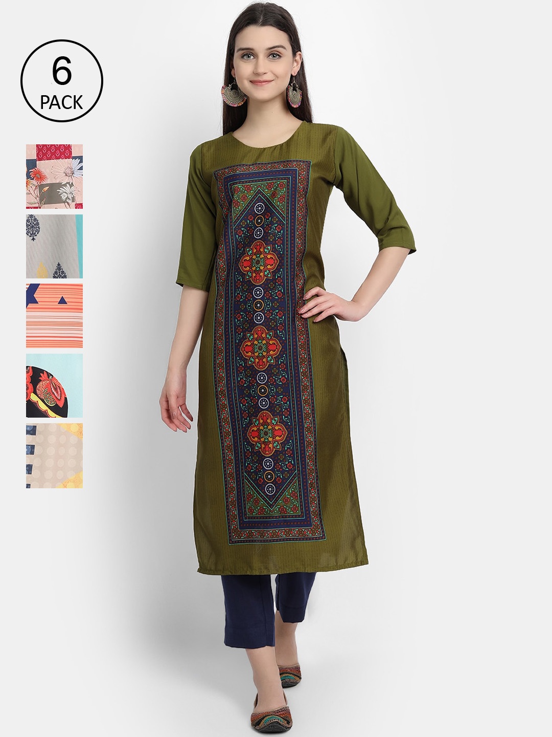 

1 Stop Fashion Women Pack Of 6 Kurtas, Multi