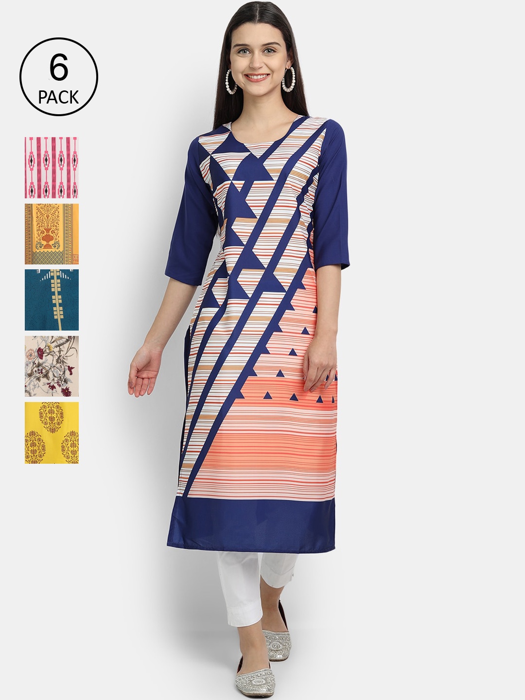 

1 Stop Fashion Women Pack Of 6 Kurtas, Pink