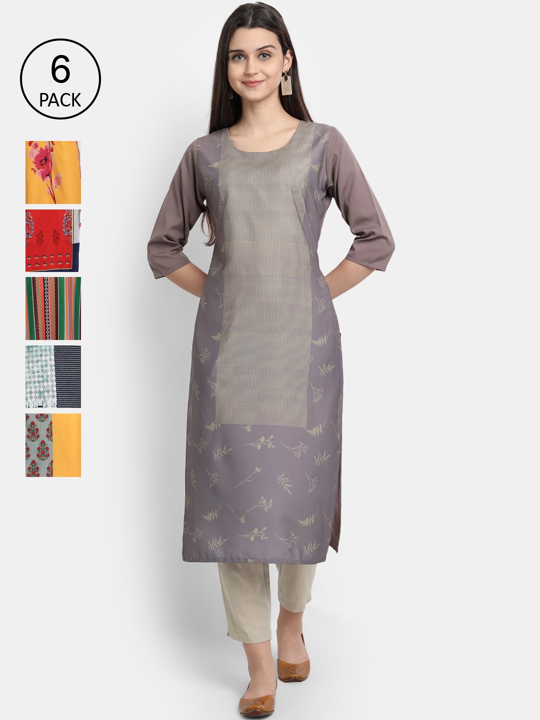 

1 Stop Fashion Women Pack Of 6 Kurtas, Multi