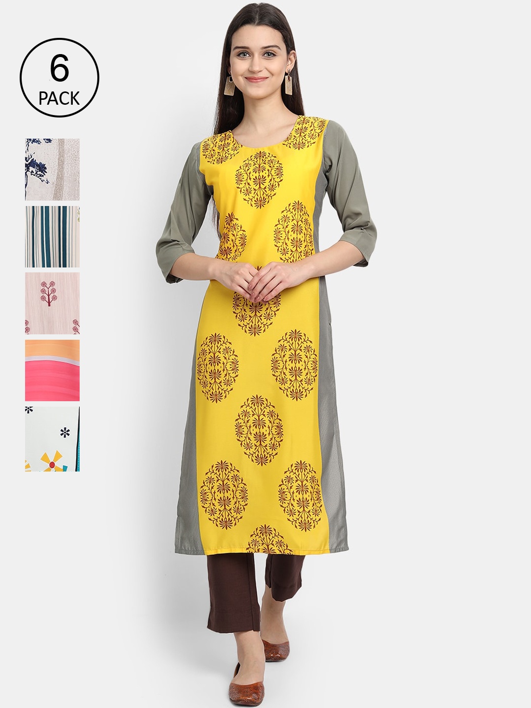 

1 Stop Fashion Women Pack Of 6 Kurtas, Multi