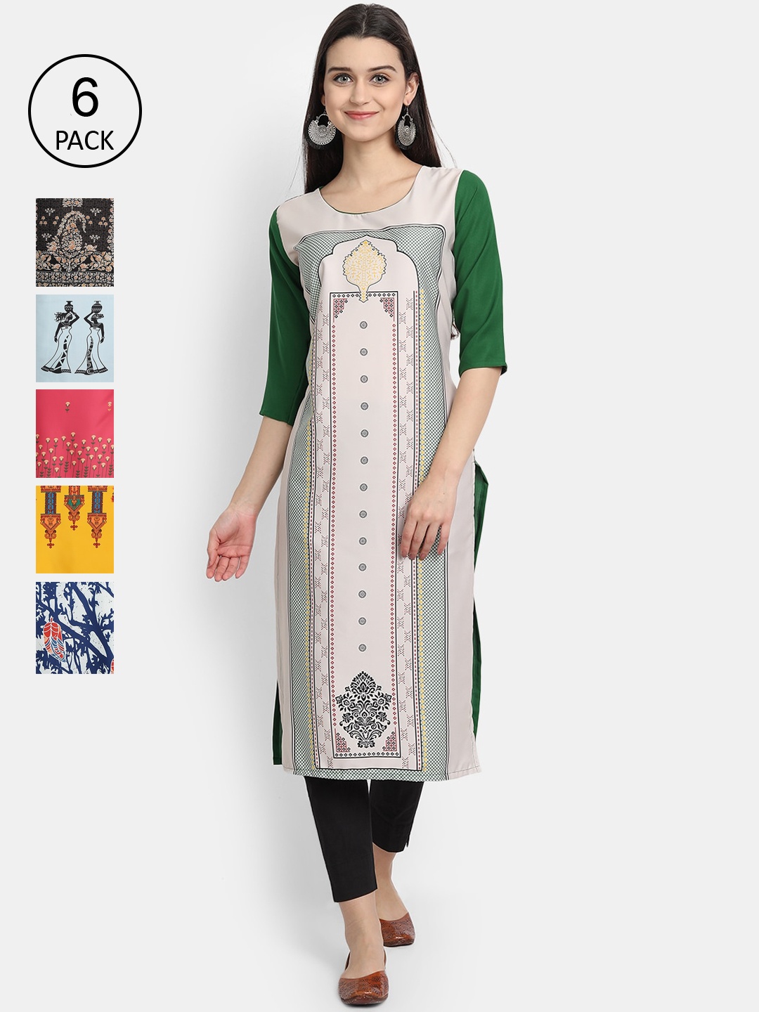 

1 Stop Fashion Women Pack Of 6 Kurtas, Multi
