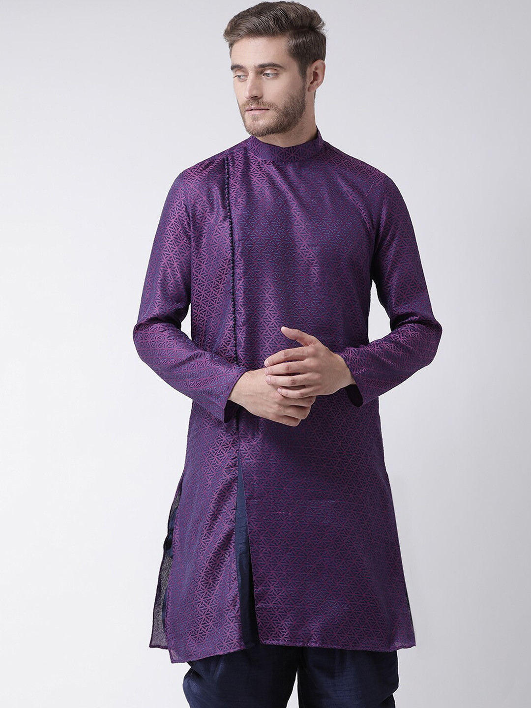 

DEYANN Men Purple Angrakha Kurta with Patiala