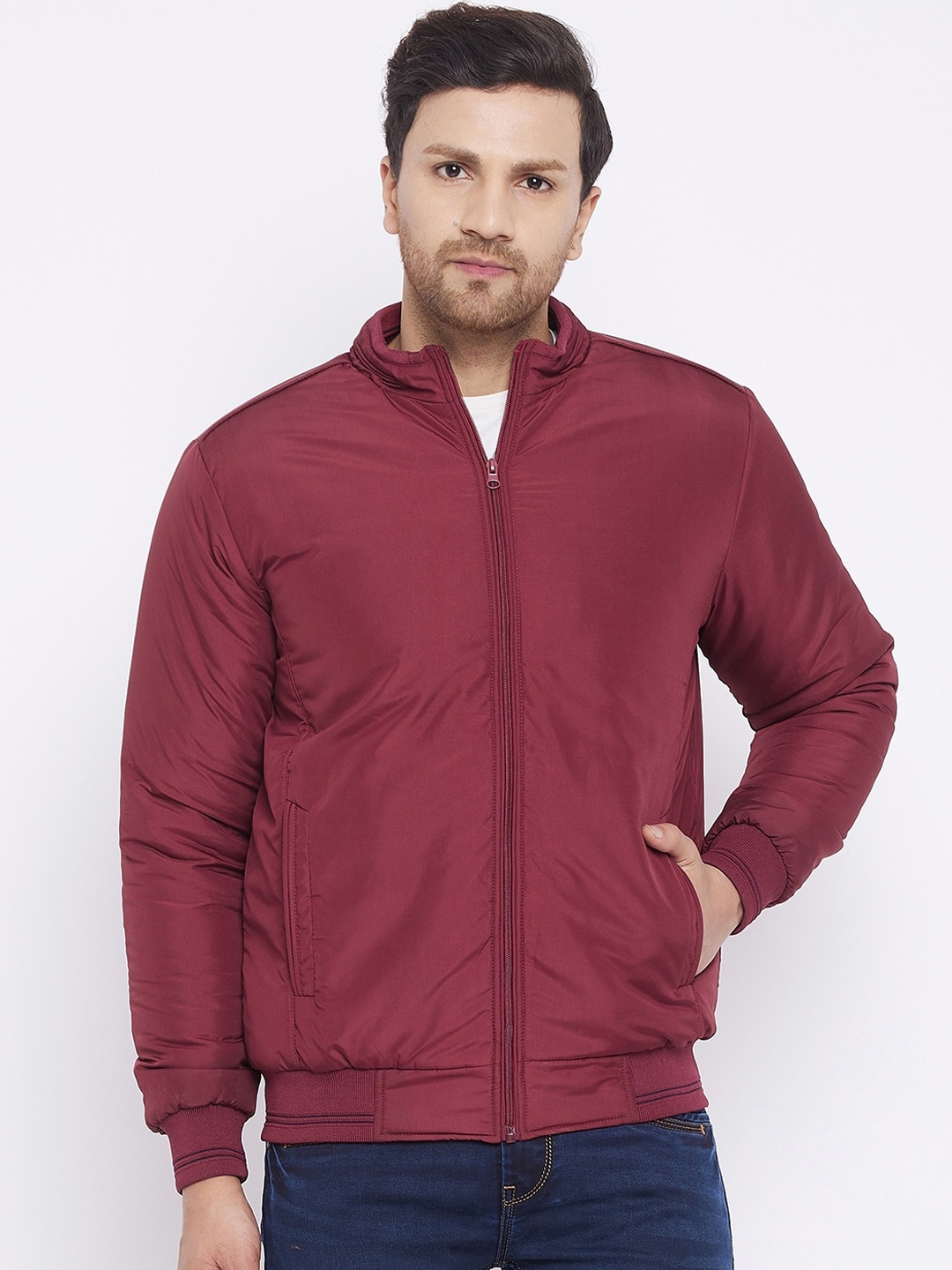 

Spirit Men Maroon Bomber Jacket