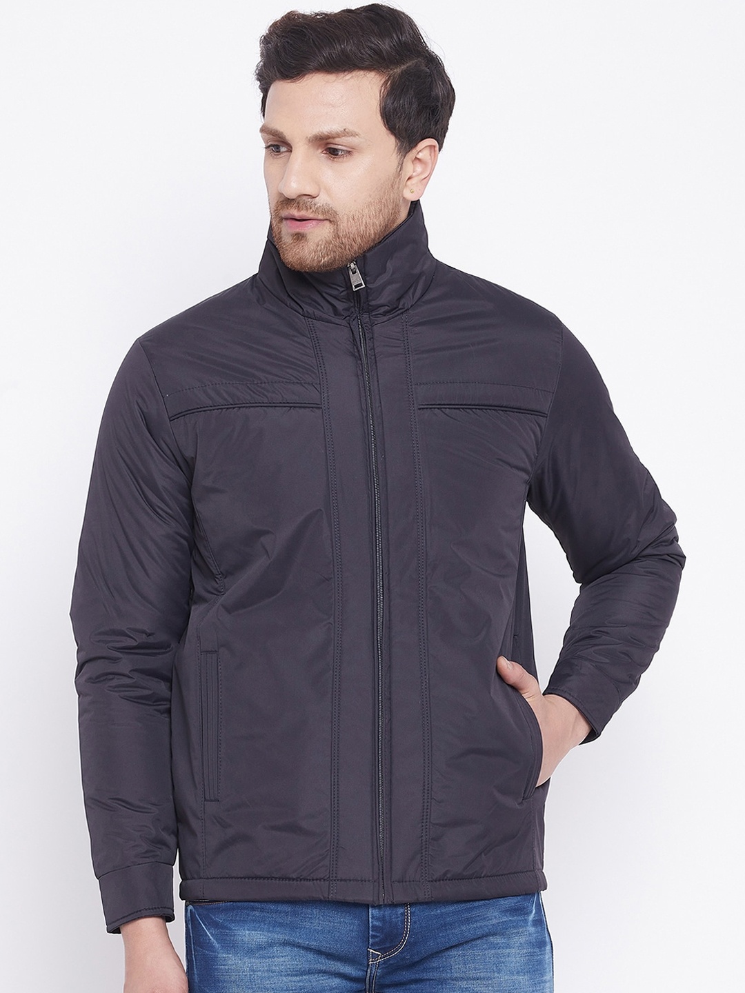 

Spirit Men Blue Solid Mock collar Insulator Padded Jacket