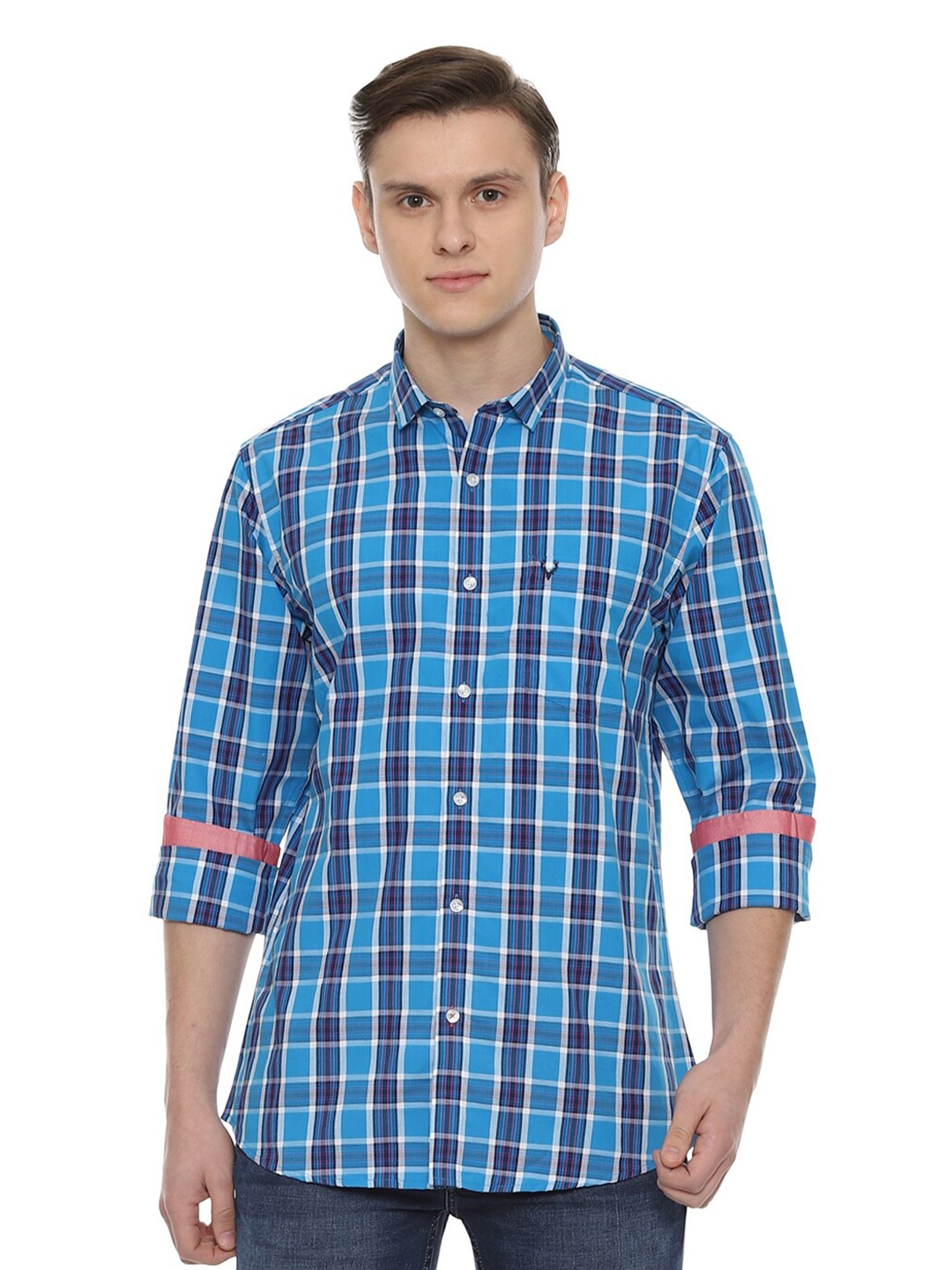 

Allen Solly Men Blue Slim Fit Tartan Checks Casual Shirt