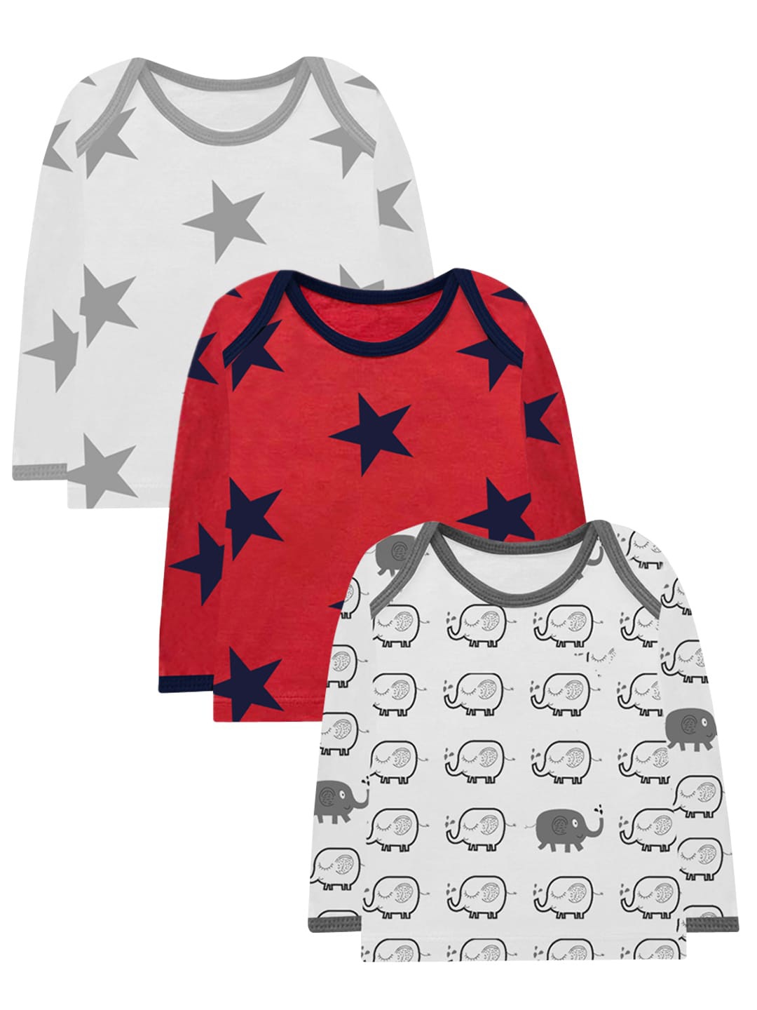 

A.T.U.N. Kids White & Red Set of 3 Printed Cotton T-shirt