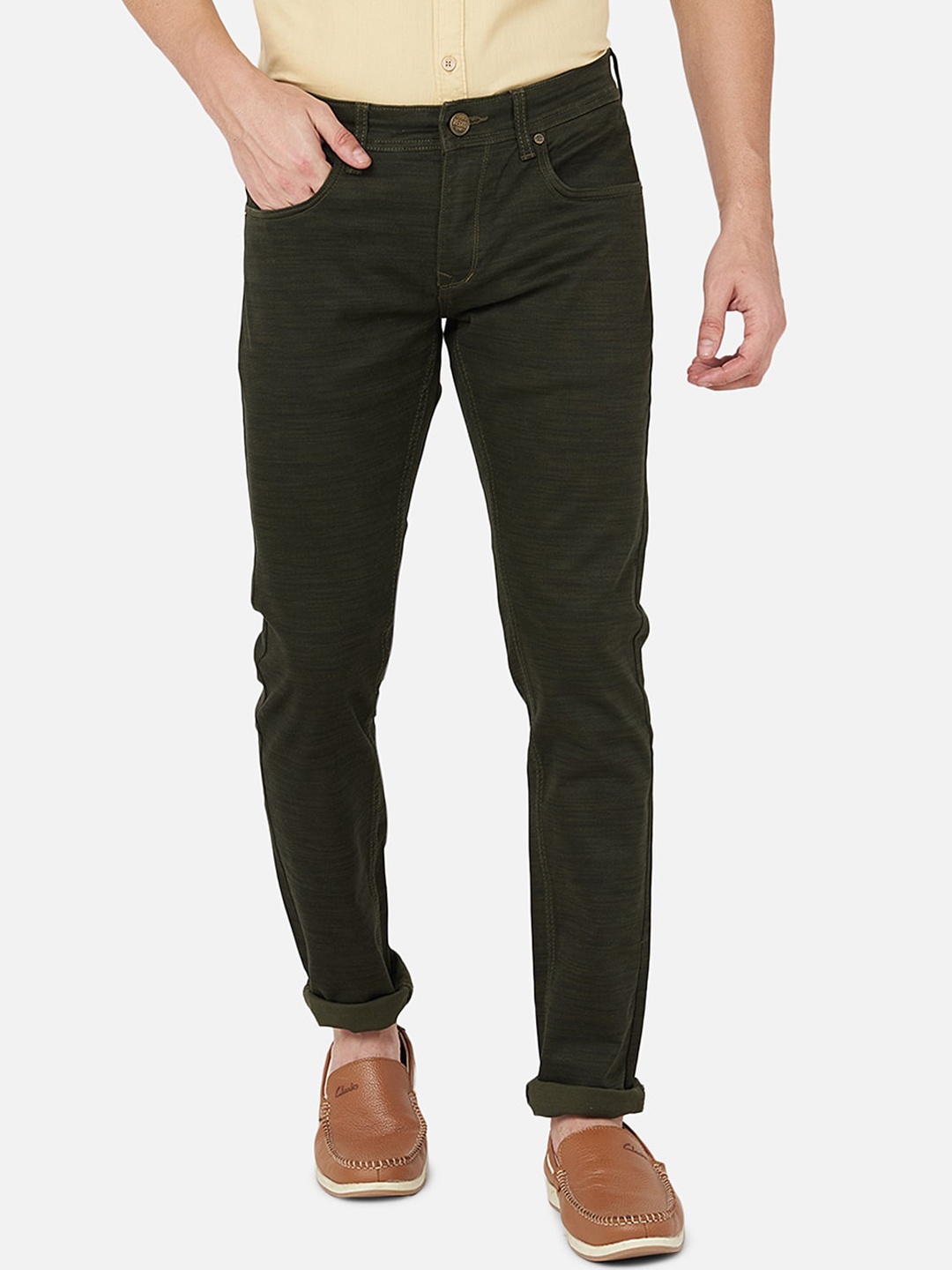 

Oxemberg Men Olive Green Lean Slim Fit Stretchable Jeans