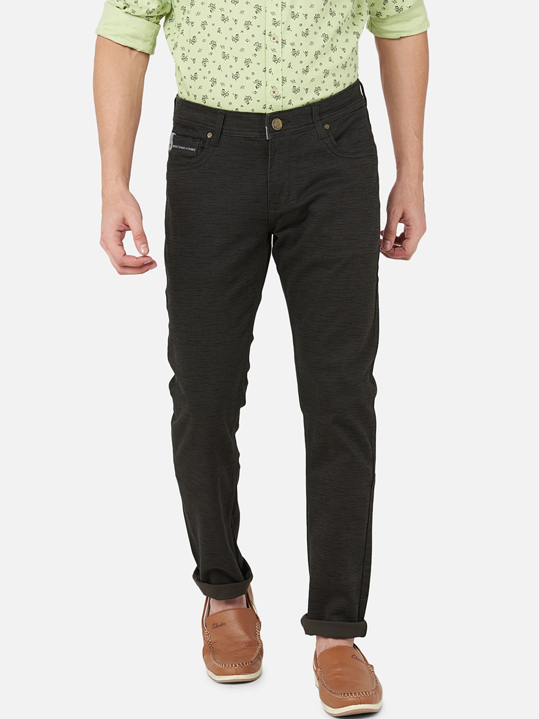 

Oxemberg Men Olive Green Lean Slim Fit Jeans