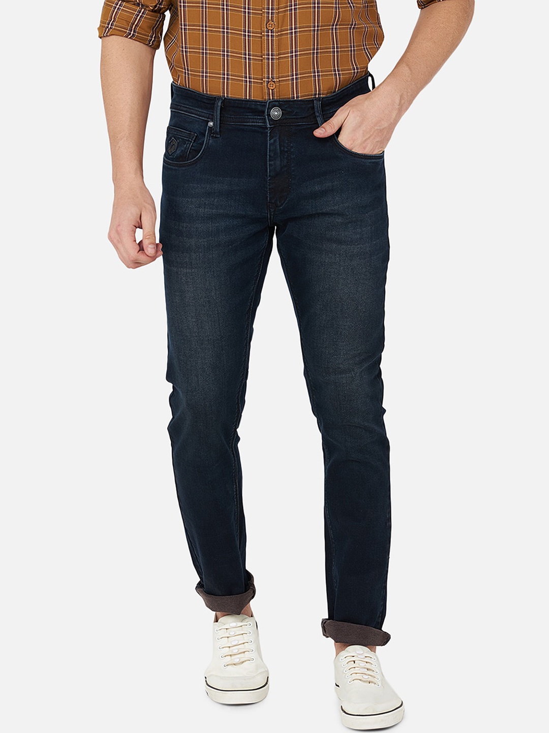

Oxemberg Men Navy Blue Lean Slim Fit Light Fade Stretchable Jeans