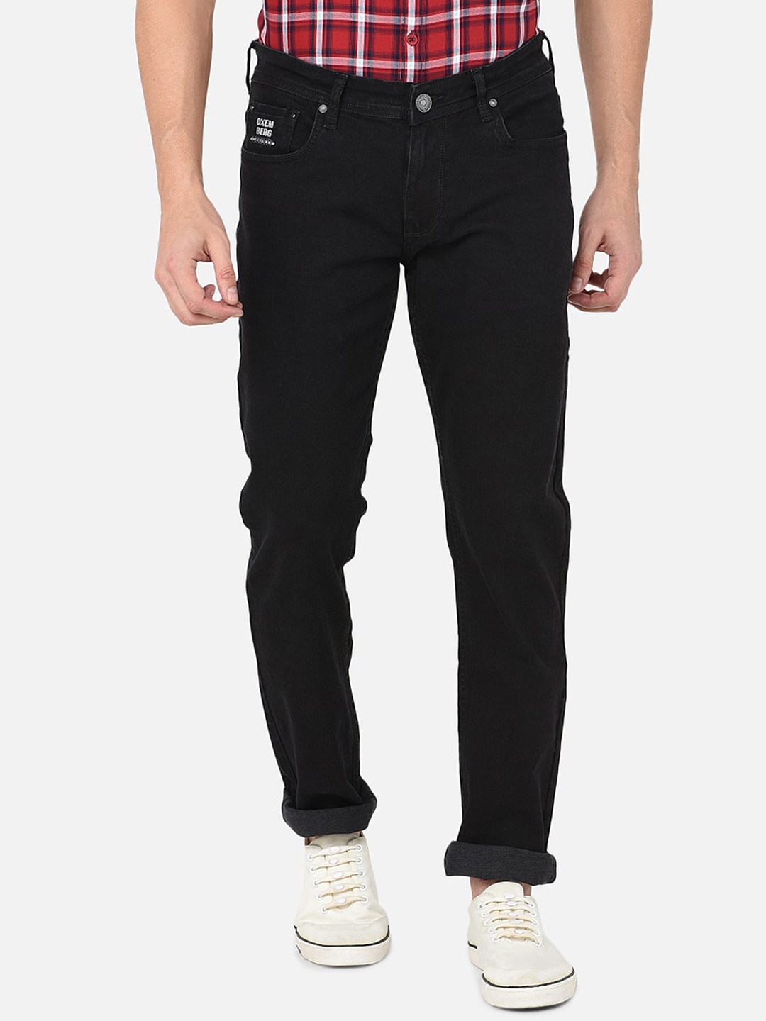 

Oxemberg Men Black Solid Mid-Rise Slim Fit Jeans
