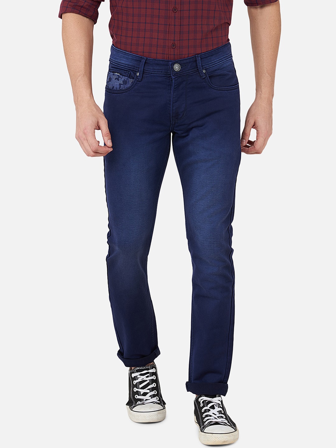 

Oxemberg Men Navy Blue Lean Slim Fit Light Fade Jeans