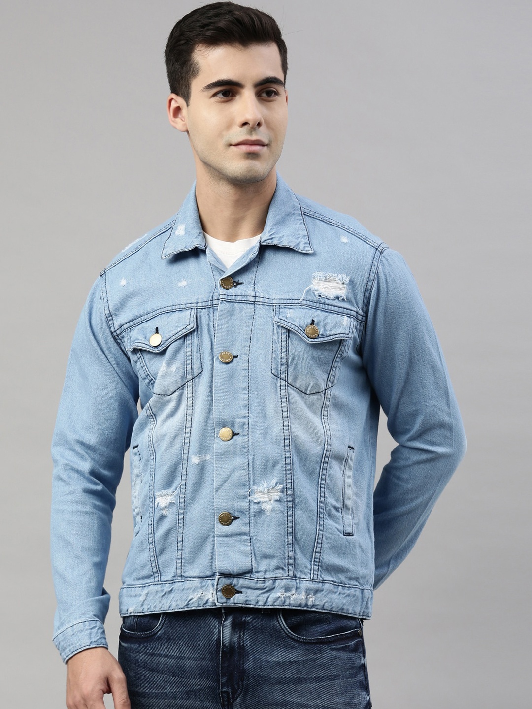 

CINOCCI Men Blue Denim Jacket