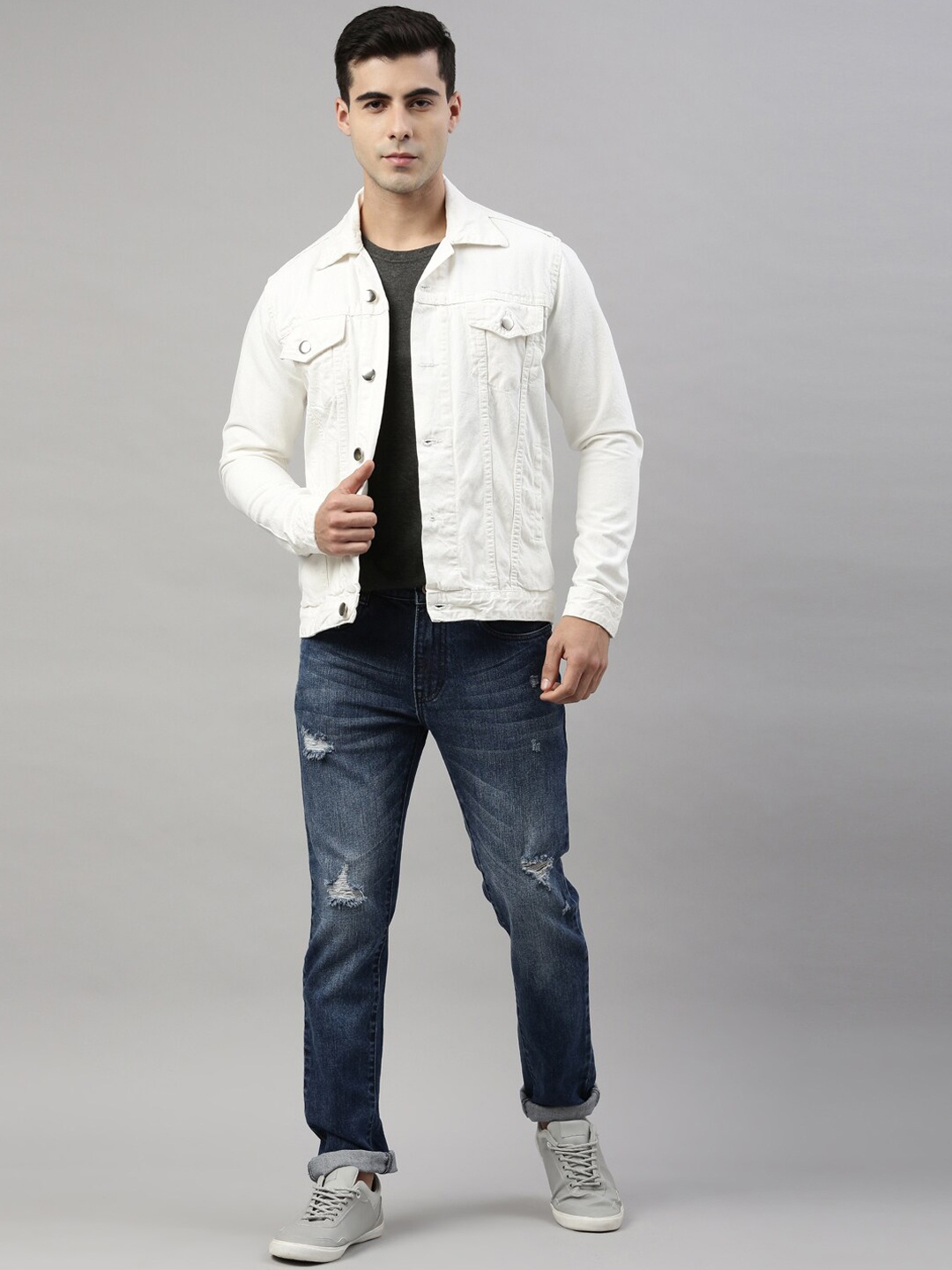 

CINOCCI Men White Denim Jacket