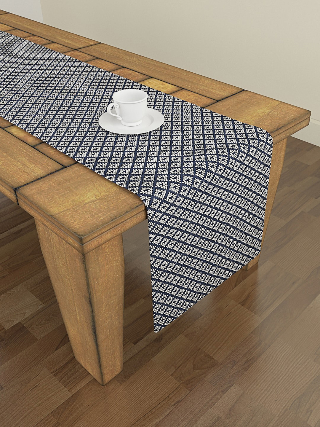 

S9home by Seasons Blue Woven-Design 6-Seater Table Runner, Navy blue