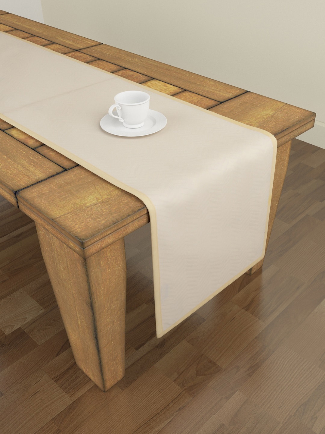 

S9home by Seasons Cream-Coloured Solid 6-Seater Table Runner