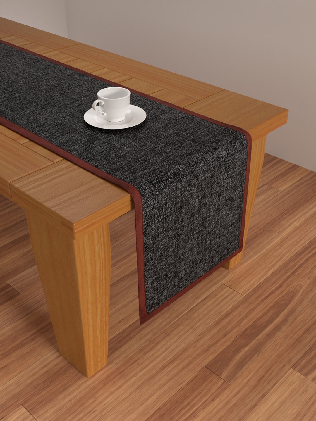 

S9home by Seasons Black & Maroon Table Runner