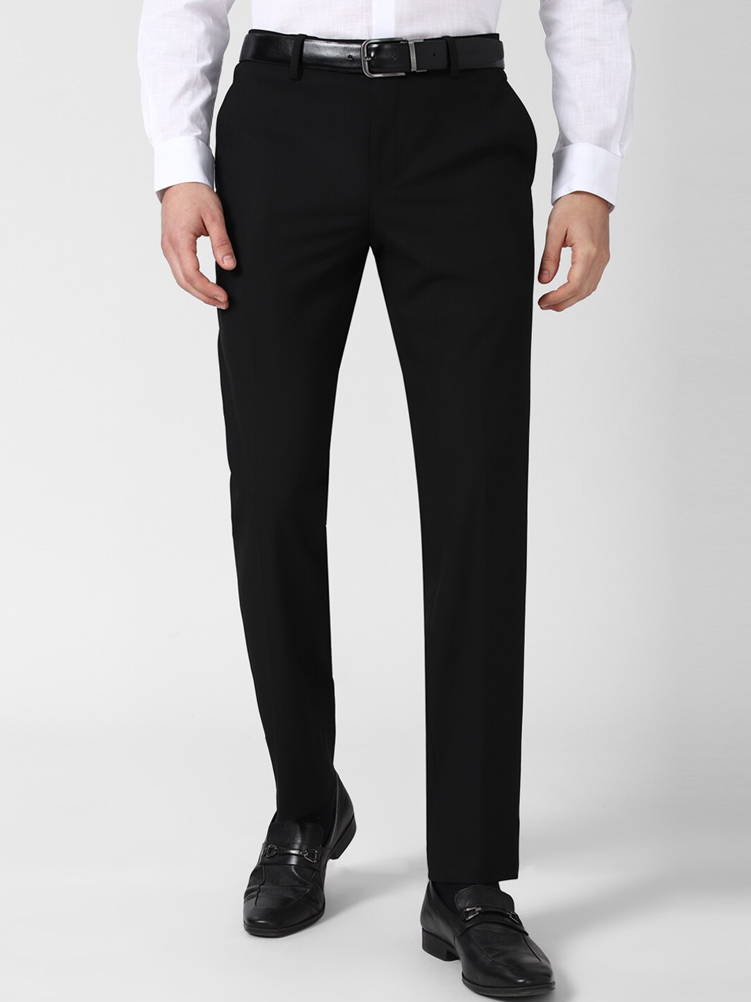 

Peter England Elite Men Black Slim Fit Trousers