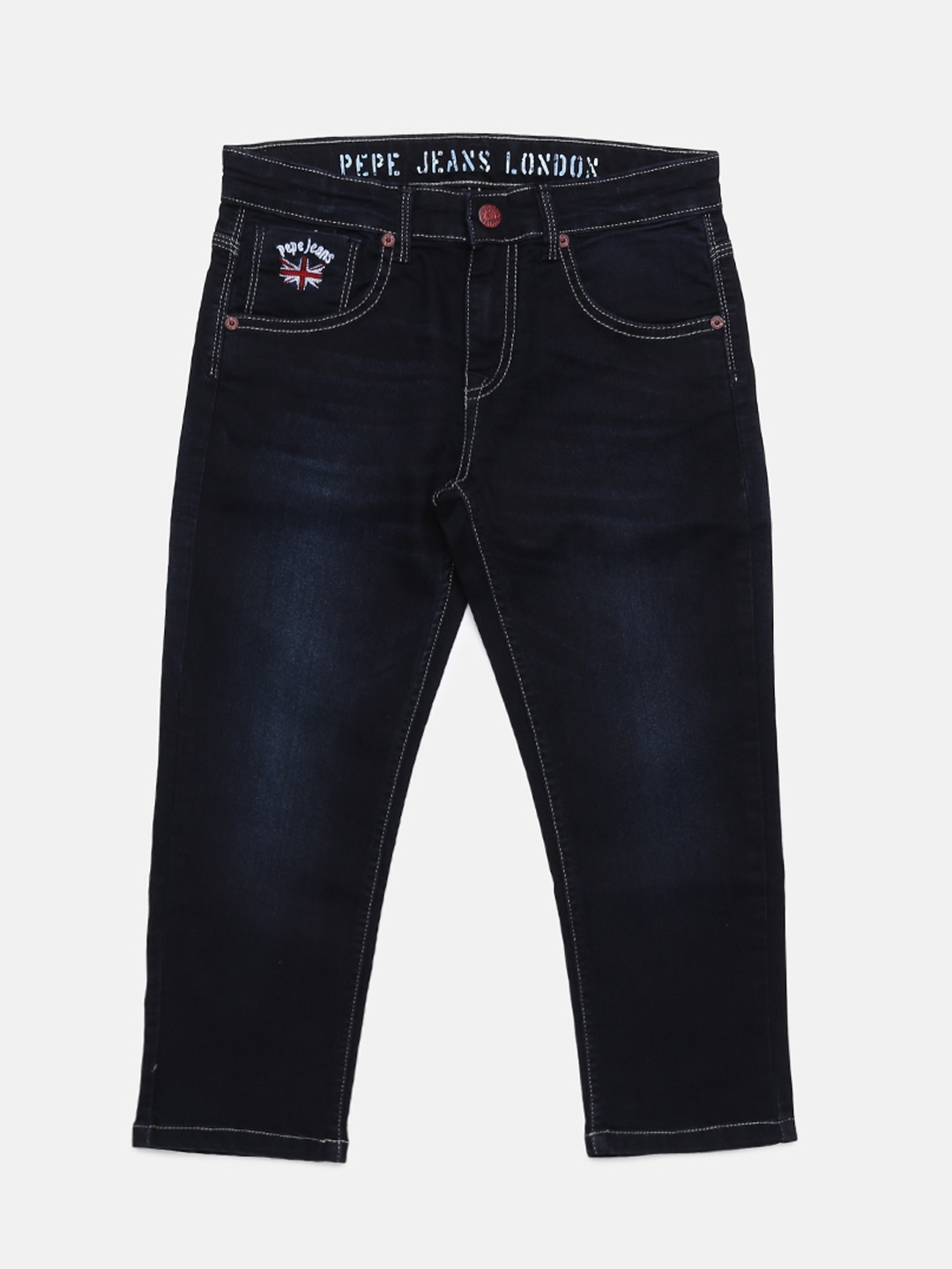 

Pepe Jeans Boys Navy Blue Solid Regular Fit Denim Shorts