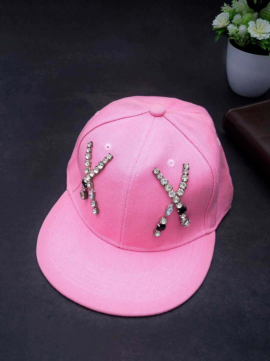

Golden Peacock Women Pink & White Adjustable Snapback Cap