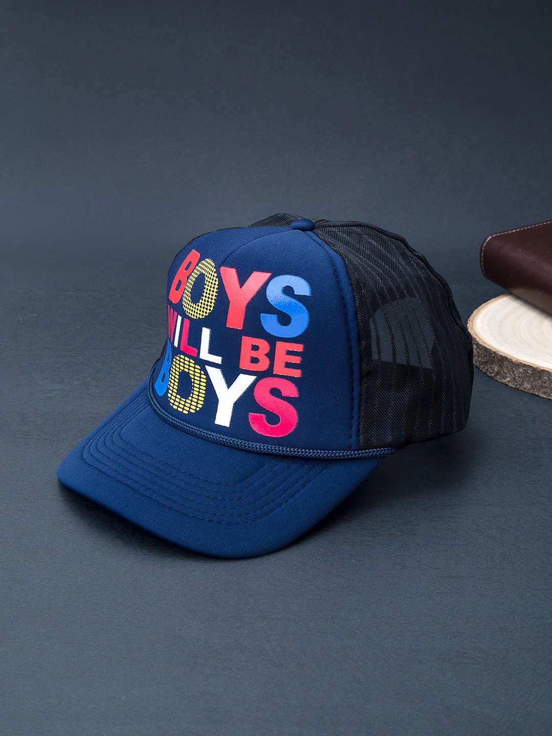 

Golden Peacock Men Navy Blue Printed Base Ball Cap