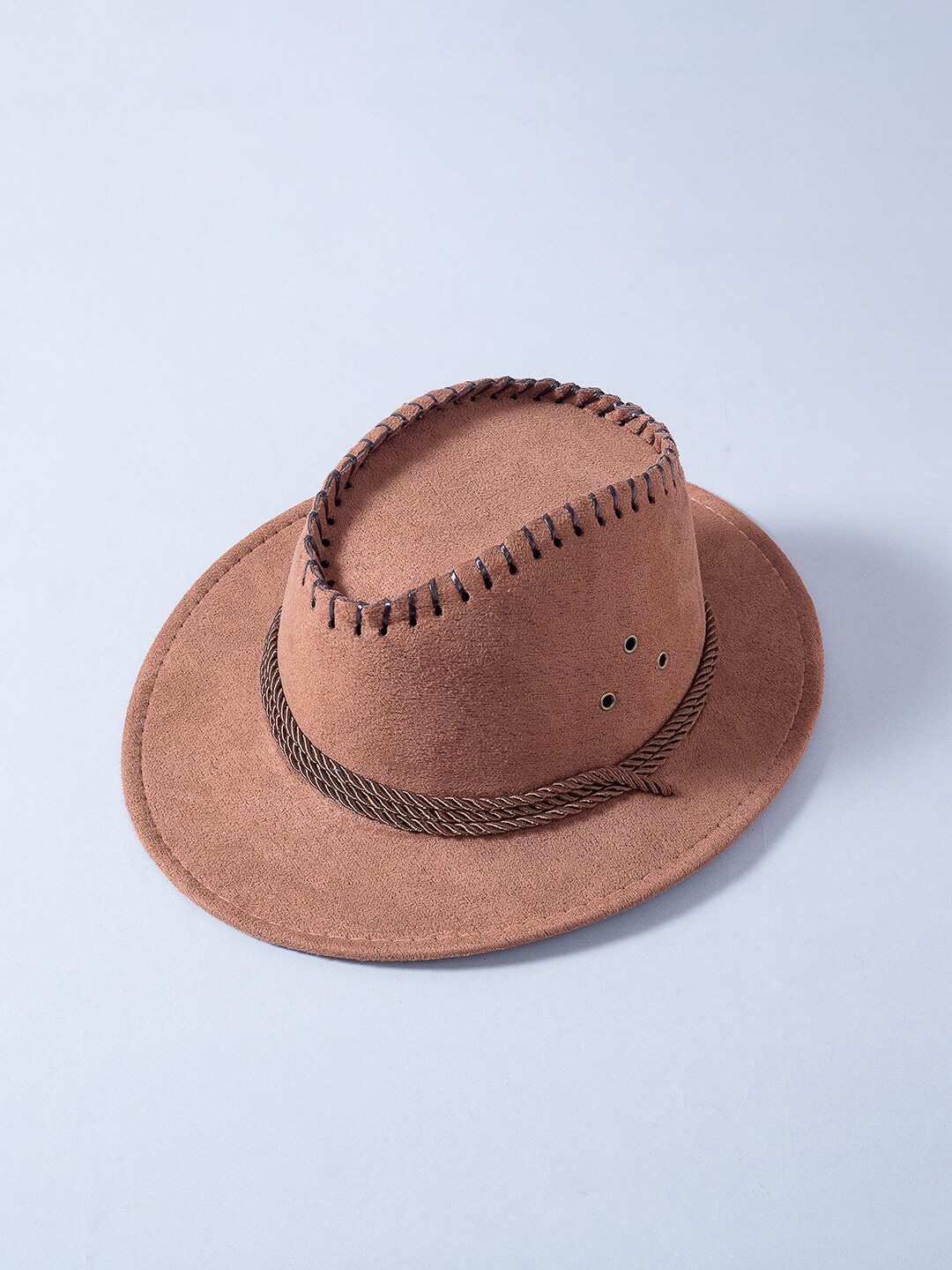 

Golden Peacock Men Brown Faux Leather Cowboy Sun Hat
